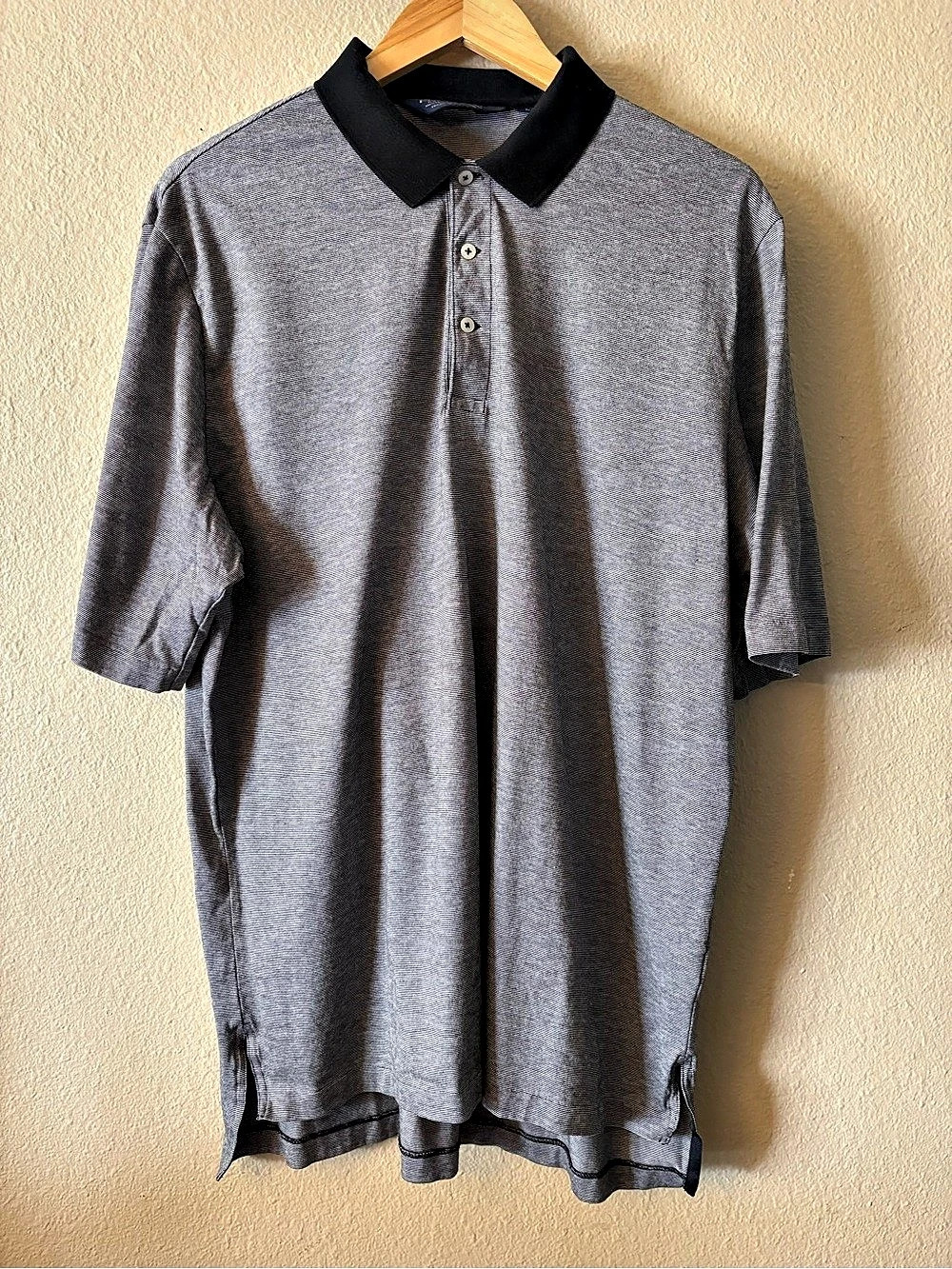 Polo Ralph Lauren Men's Striped Polo Gray & Black Large 100% Pima Cotton